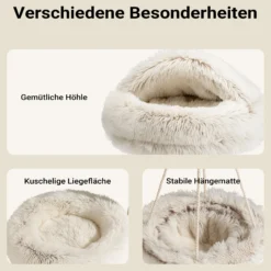 Fudajo Designer Kratzbaum mit Hängeliege, Katzenkratzbaum 59 x 59 x 169 cm, Katzenbaum bis max. 15 kg mit Sisal und Plüsch, Katzenmöbel mit 3 Etagen