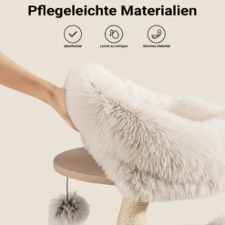 Fudajo Designer Kratzbaum 49 x 49 x 74 cm, Katzenkratzbaum mit Plüsch und Sisal, Kletterbaum für Katzen, Katzenbaum mit Spielball