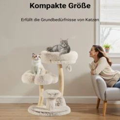 Fudajo Designer Kratzbaum 49 x 49 x 74 cm, Katzenkratzbaum mit Plüsch und Sisal, Kletterbaum für Katzen, Katzenbaum mit Spielball
