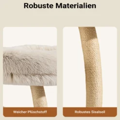 Fudajo Designer Kratzbaum 49 x 49 x 74 cm, Katzenkratzbaum mit Plüsch und Sisal, Kletterbaum für Katzen, Katzenbaum mit Spielball