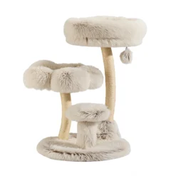 Fudajo Designer Kratzbaum 49 x 49 x 74 cm, Katzenkratzbaum mit Plüsch und Sisal, Kletterbaum für Katzen, Katzenbaum mit Spielball