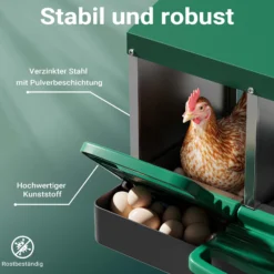 Fudajo Dreier Legenest mit Auffangschale 81 x 52 x 48 cm, Legekasten für Hühner, Hühnernest mit Lüftungslöcher für Luftzirkulation, Kunststoff Abrollnest für Wandmontage
