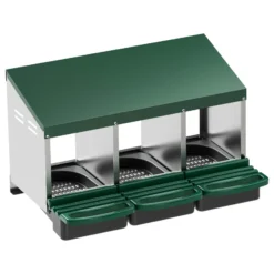 Fudajo Dreier Legenest mit Auffangschale 81 x 52 x 48 cm, Legekasten für Hühner, Hühnernest mit Lüftungslöcher für Luftzirkulation, Kunststoff Abrollnest für Wandmontage