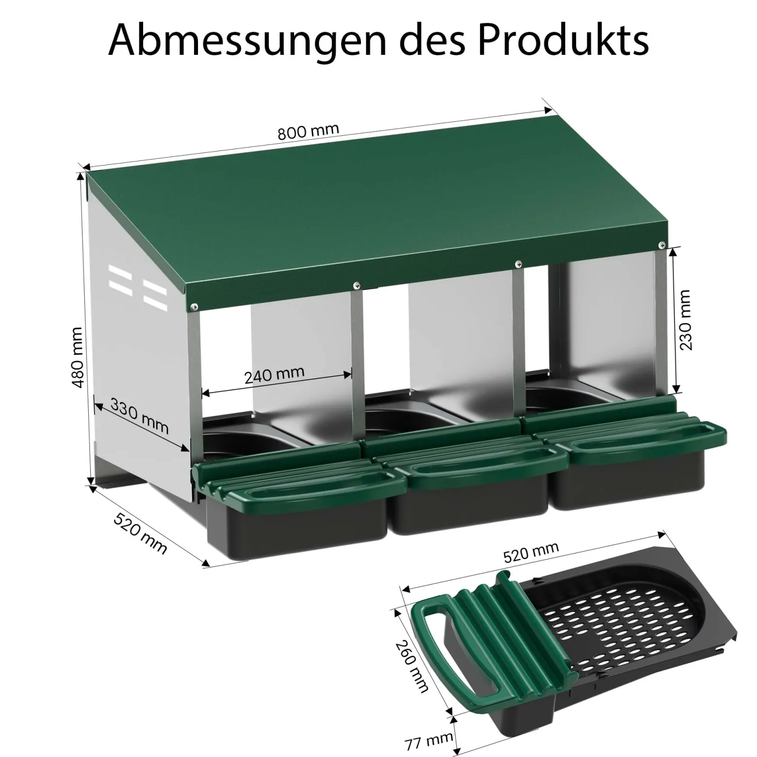Fudajo Dreier Legenest mit Auffangschale 81 x 52 x 48 cm, Legekasten für Hühner, Hühnernest mit Lüftungslöcher für Luftzirkulation, Kunststoff Abrollnest für Wandmontage