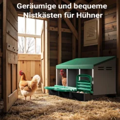 Fudajo Dreier Legenest mit Auffangschale 81 x 52 x 48 cm, Legekasten für Hühner, Hühnernest mit Lüftungslöcher für Luftzirkulation, Kunststoff Abrollnest für Wandmontage