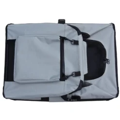 Fudajo Faltbare Transportbox für Hunde, Katzen L (70x52x50cm), robust, leicht, sicher, Hundebox mit Tragegriff und Decke, Grau