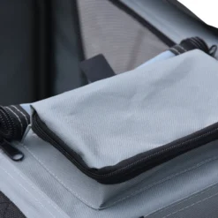 Fudajo Faltbare Transportbox für Hunde, Katzen XL (82x56x58cm), robust, leicht, sicher, Hundebox mit Tragegriff und Decke, Grau