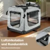 Fudajo Faltbare Transportbox für Hunde, Katzen M (60x42x44cm), robust, leicht, sicher, Hundebox mit Tragegriff und Decke, Grau