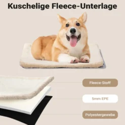 Fudajo Faltbare Transportbox für Hunde, Katzen M (60x42x44cm), robust, leicht, sicher, Hundebox mit Tragegriff und Decke, Grau
