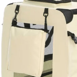Fudajo Faltbare Transportbox für Hunde, Katzen L (70x52x50cm), robust, leicht, sicher, Hundebox mit Tragegriff und Decke, Beige