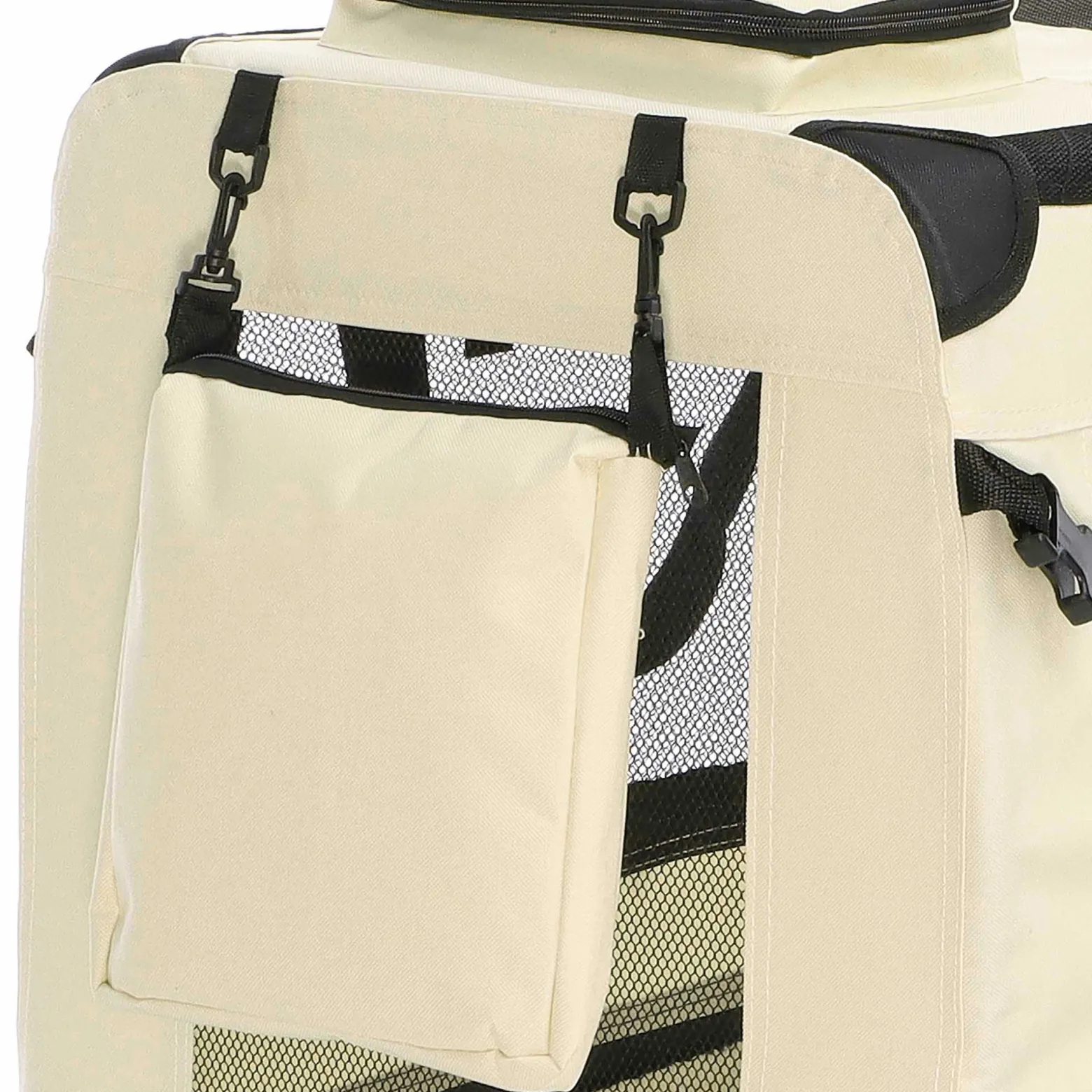 Fudajo Faltbare Transportbox für Hunde, Katzen L (70x52x50cm), robust, leicht, sicher, Hundebox mit Tragegriff und Decke, Beige
