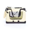 Fudajo Faltbare Transportbox für Hunde, Katzen M (60x42x44cm), robust, leicht, sicher, Hundebox mit Tragegriff und Decke, Beige