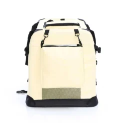 Fudajo Faltbare Transportbox für Hunde, Katzen M (60x42x44cm), robust, leicht, sicher, Hundebox mit Tragegriff und Decke, Beige