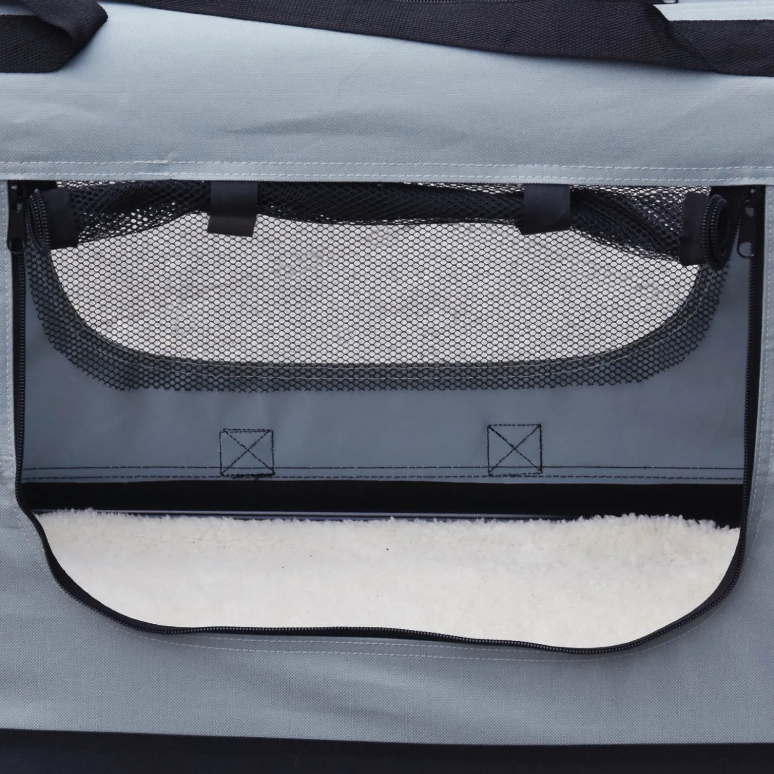 Fudajo Faltbare Transportbox für Hunde, Katzen S (50x35x35cm), robust, leicht, sicher, Hundebox mit Tragegriff und Decke, Grau