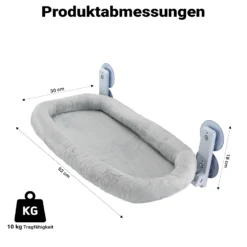 Fudajo Fenster Katzenhängematte 30 x 52 cm hellgrau, Katzenbett Hängematte bis 10 kg, Fensterliege für Katzen platzsparender Schlafplatz mit Saugnäpfen