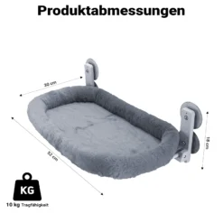 Fudajo Fenster Katzenhängematte 30 x 52 cm dunkelgrau, Katzenbett Hängematte bis 10 kg, Fensterliege für Katzen platzsparender Schlafplatz mit Saugnäpfen