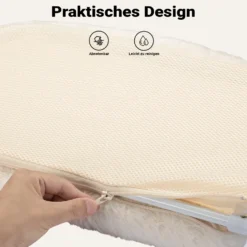 Fudajo Fenster Katzenhängematte 30 x 52 cm beige, Katzenbett Hängematte bis 10 kg, Fensterliege für Katzen platzsparender Schlafplatz mit Saugnäpfen