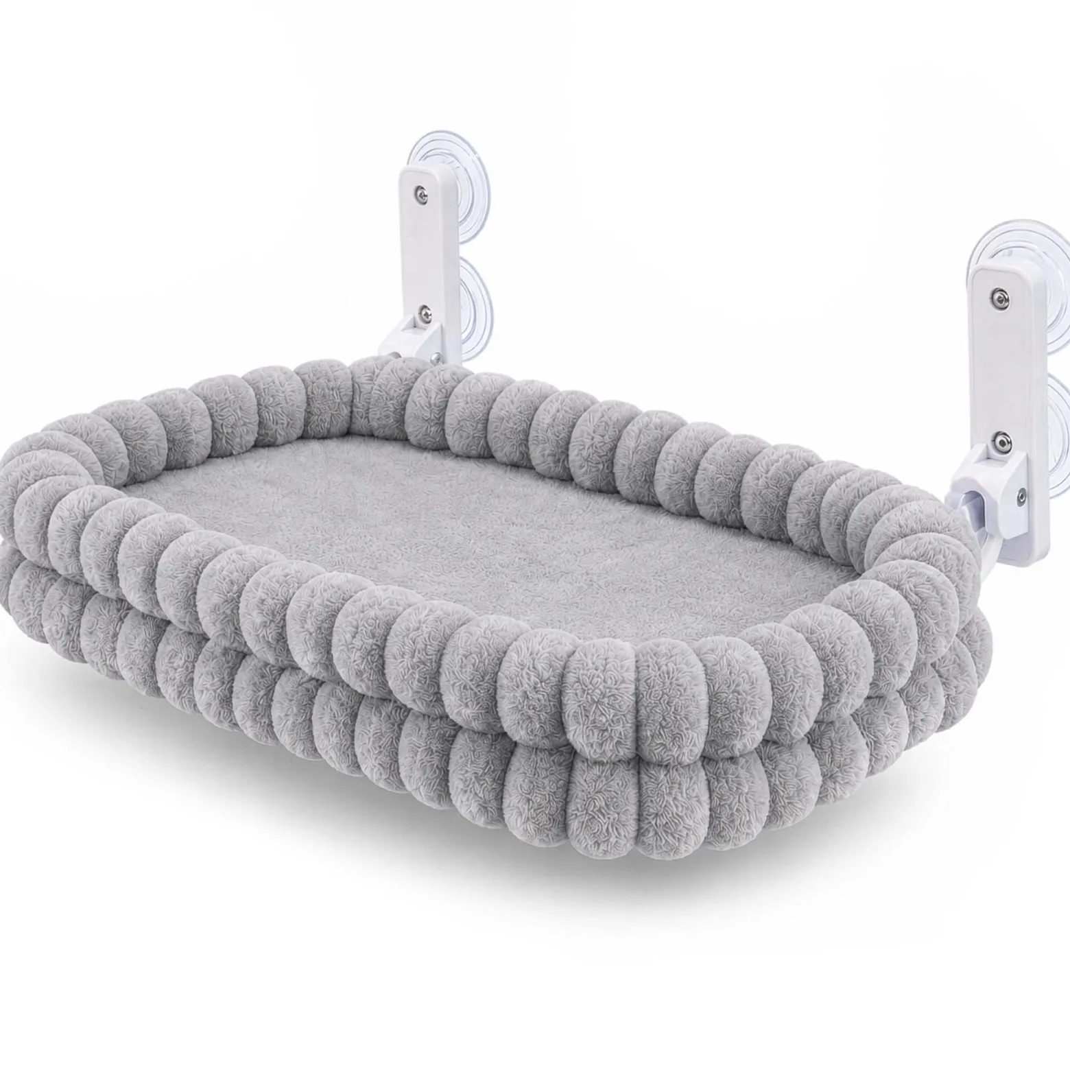 Fudajo Fenster Katzenhängematte 30 x 60 cm hellgrau, Katzenbett Hängematte bis 10 kg, Fensterliege für Katzen platzsparender Schlafplatz mit Saugnäpfen