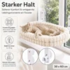 Fudajo Fenster Katzenhängematte 30 x 60 cm beige, Katzenbett Hängematte bis 10 kg, Fensterliege für Katzen platzsparender Schlafplatz mit Saugnäpfen