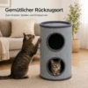 Fudajo Forest Kratztonne gelb-cremefarben Höhe 106 cm Ø 40 cm inkl. Kissen, Katzentonne mit 3 Eingängen