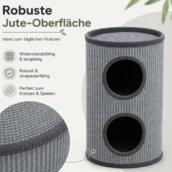 Fudajo Forest Kratztonne gelb-cremefarben Höhe 106 cm Ø 40 cm inkl. Kissen, Katzentonne mit 3 Eingängen