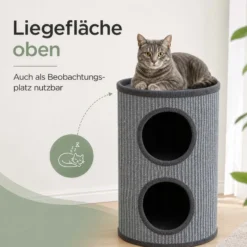 Fudajo Forest Kratztonne gelb-cremefarben Höhe 106 cm Ø 40 cm inkl. Kissen, Katzentonne mit 3 Eingängen
