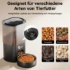 Fudajo Futter- und Trinkautomat für Katzen & Hunde in Schwarz, 3 L Futterspender und 2,5 L Trinkbrunnen, Fütterung mit App-Steuerung für Trockenfutter
