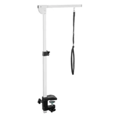 Fudajo Halterung für Schertisch Galgen, höhenverstellbar, mit Schlaufe, Schraubklemme 15-50mm, für Trimmtisch, Groomer Tisch
