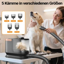 Fudajo Haustier Pflegeset schwarz, 6 in 1 Multifunktion Schermaschine, Tierhaarschneidemaschine mit Staubsauger, Pflege Paket für glänzendes Fell