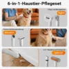 Fudajo Haustier Pflegeset weiß, 6 in 1 Multifunktion Schermaschine, Tierhaarschneidemaschine mit Staubsauger, Pflege Paket für glänzendes Fell