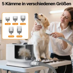 Fudajo Haustier Pflegeset weiß, 6 in 1 Multifunktion Schermaschine, Tierhaarschneidemaschine mit Staubsauger, Pflege Paket für glänzendes Fell