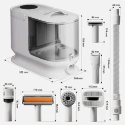 Fudajo Haustier Pflegeset weiß, 6 in 1 Multifunktion Schermaschine, Tierhaarschneidemaschine mit Staubsauger, Pflege Paket für glänzendes Fell