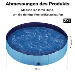 Fudajo Hundepool 160 x 30 cm rutschfestes Hundeplanschbecken, Hundeschwimmbad faltbar aus PVC, Hundebadewanne mit verstärkten Kanten, tragbarer Pool für Hunde