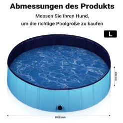 Fudajo Hundepool 100 x 30 cm rutschfestes Hundeplanschbecken, Hundeschwimmbad faltbar aus PVC, Hundebadewanne mit verstärkten Kanten, tragbarer Pool für Hunde