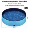 Fudajo Hundepool 120 x 30 cm rutschfestes Hundeplanschbecken, Hundeschwimmbad faltbar aus PVC, Hundebadewanne mit verstärkten Kanten, tragbarer Pool für Hunde