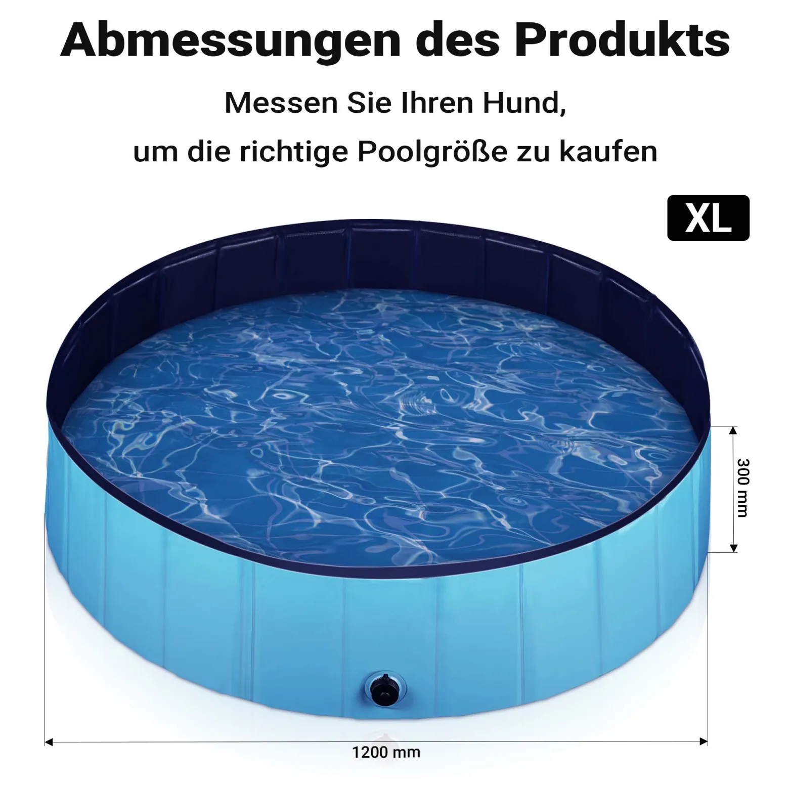 Fudajo Hundepool 120 x 30 cm rutschfestes Hundeplanschbecken, Hundeschwimmbad faltbar aus PVC, Hundebadewanne mit verstärkten Kanten, tragbarer Pool für Hunde