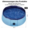 Fudajo Hundepool 80 x 30 cm rutschfestes Hundeplanschbecken, Hundeschwimmbad faltbar aus PVC, Hundebadewanne mit verstärkten Kanten, tragbarer Pool für Hunde