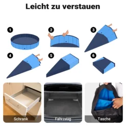 Fudajo Hundepool 80 x 20 cm rutschfestes Hundeplanschbecken, Hundeschwimmbad faltbar aus PVC, Hundebadewanne mit verstärkten Kanten, tragbarer Pool für Hunde