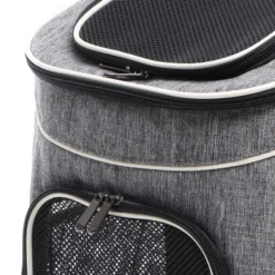 Fudajo Hunderucksack 32x27x40 cm für Welpen, Katzen und andere Haustiere bis 6 kg, faltbare Transporttasche für Reisen, Schwarz und grau