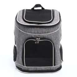 Fudajo Hunderucksack 32x27x40 cm für Welpen, Katzen und andere Haustiere bis 6 kg, faltbare Transporttasche für Reisen, Schwarz und grau