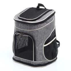 Fudajo Hunderucksack 32x27x40 cm für Welpen, Katzen und andere Haustiere bis 6 kg, faltbare Transporttasche für Reisen, Schwarz und grau