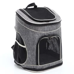 Fudajo Hunderucksack 32x27x40 cm für Welpen, Katzen und andere Haustiere bis 6 kg, faltbare Transporttasche für Reisen, Schwarz und grau