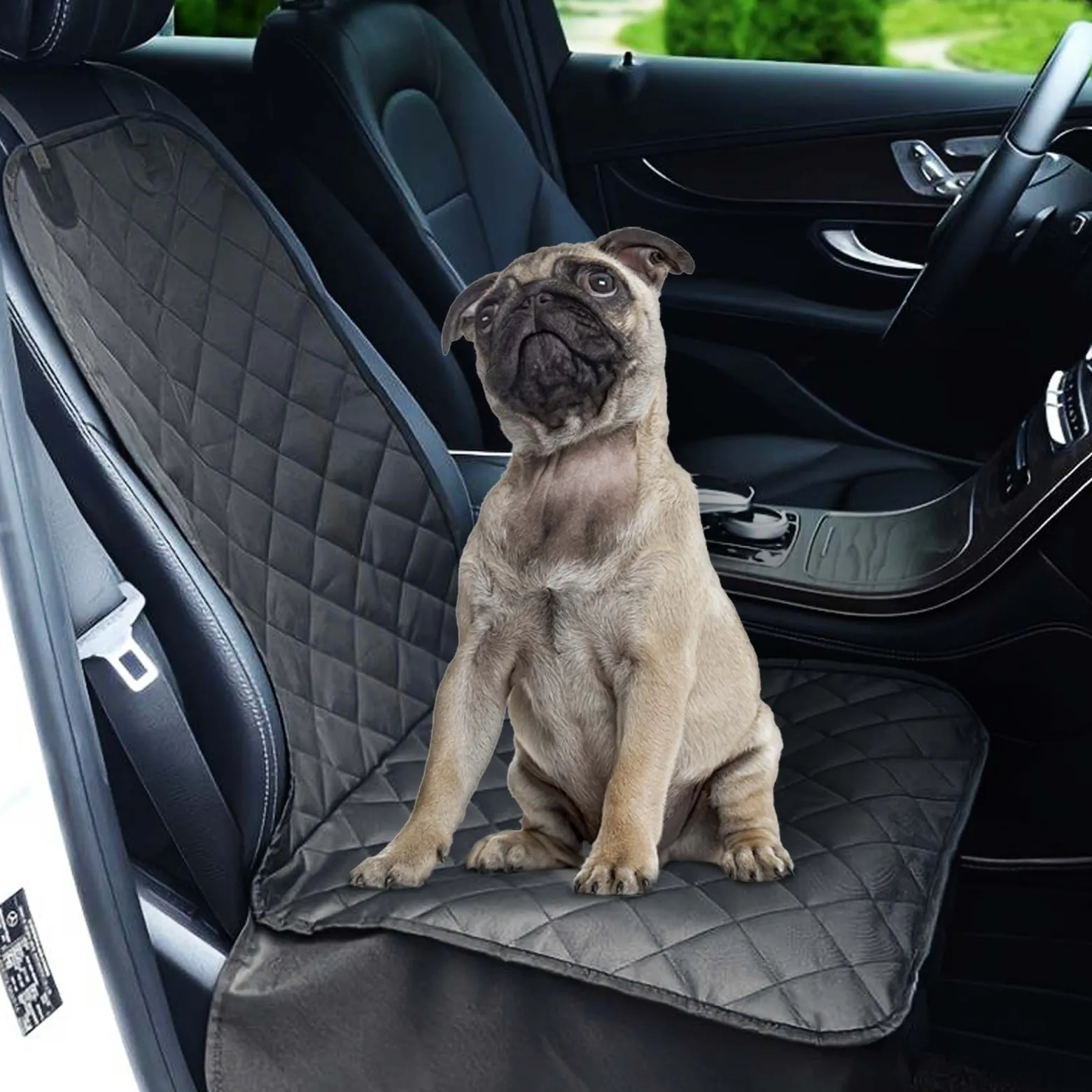Fudajo Hunde Sitzbezug fürs Auto 100x50cm, Wasserfester und kratzfester Vordersitz Schoner gegen Schmutz, Hundedecke als Autoschondecke in Schwarz