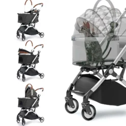 Fudajo 2in1 Hundebuggy zusammenklappbar in schwarz, Hundewagen aus Aluminium mit abnehmbarer Hundetragetasche, für kleine bis mittlere Hunde und Katzen
