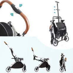 Fudajo 2in1 Hundebuggy zusammenklappbar in schwarz, Hundewagen aus Aluminium mit abnehmbarer Hundetragetasche, für kleine bis mittlere Hunde und Katzen