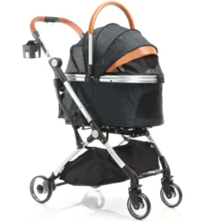 Fudajo 2in1 Hundebuggy zusammenklappbar in schwarz, Hundewagen aus Aluminium mit abnehmbarer Hundetragetasche, für kleine bis mittlere Hunde und Katzen