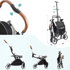 Fudajo 2in1 Hundebuggy zusammenklappbar in Grau, Hundewagen aus Aluminium mit abnehmbarer Hundetragetasche, für kleine bis mittlere Hunde und Katzen