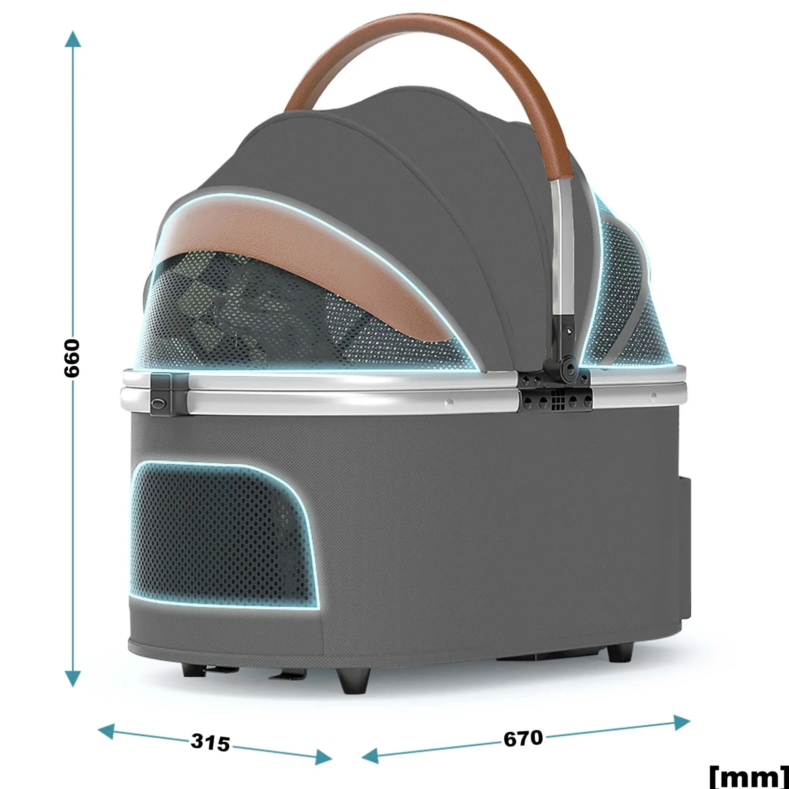 Fudajo 2in1 Hundebuggy zusammenklappbar in Grau, Hundewagen aus Aluminium mit abnehmbarer Hundetragetasche, für kleine bis mittlere Hunde und Katzen