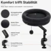 Fudajo Katzenbett für den Schreibtisch 40 x 40 cm dunkelgrau belastbar bis 15 kg, Katzenliege mit Klemmsystem, Kuschelbett mit Plüsch und Spielball