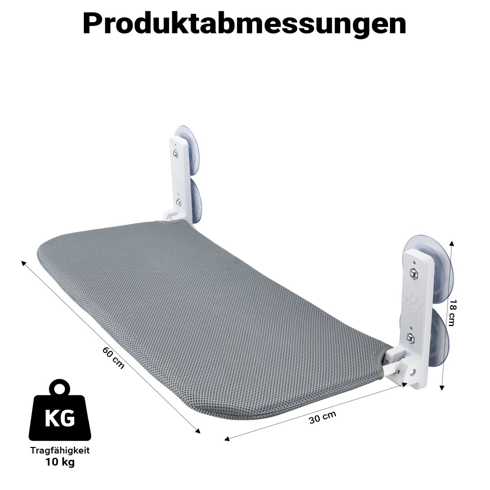 Fudajo Katzenbett Hängematte 30 x 60 cm dunkelgrau, Katzenhängematte Fenster bis 10 kg, Katzenliege mit Saugnäpfen für Fensterplatz